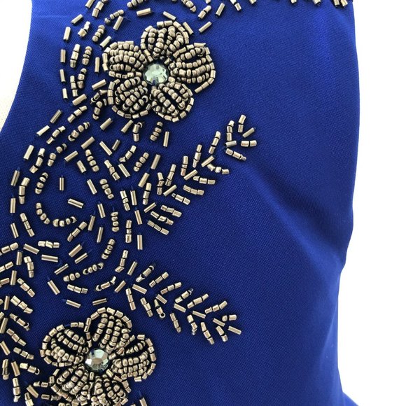 Little Mistress Royal Blue Sleeveless Jeweled Cocktail Pencil Dress Size 6 NEW - Picture 7 of 12
